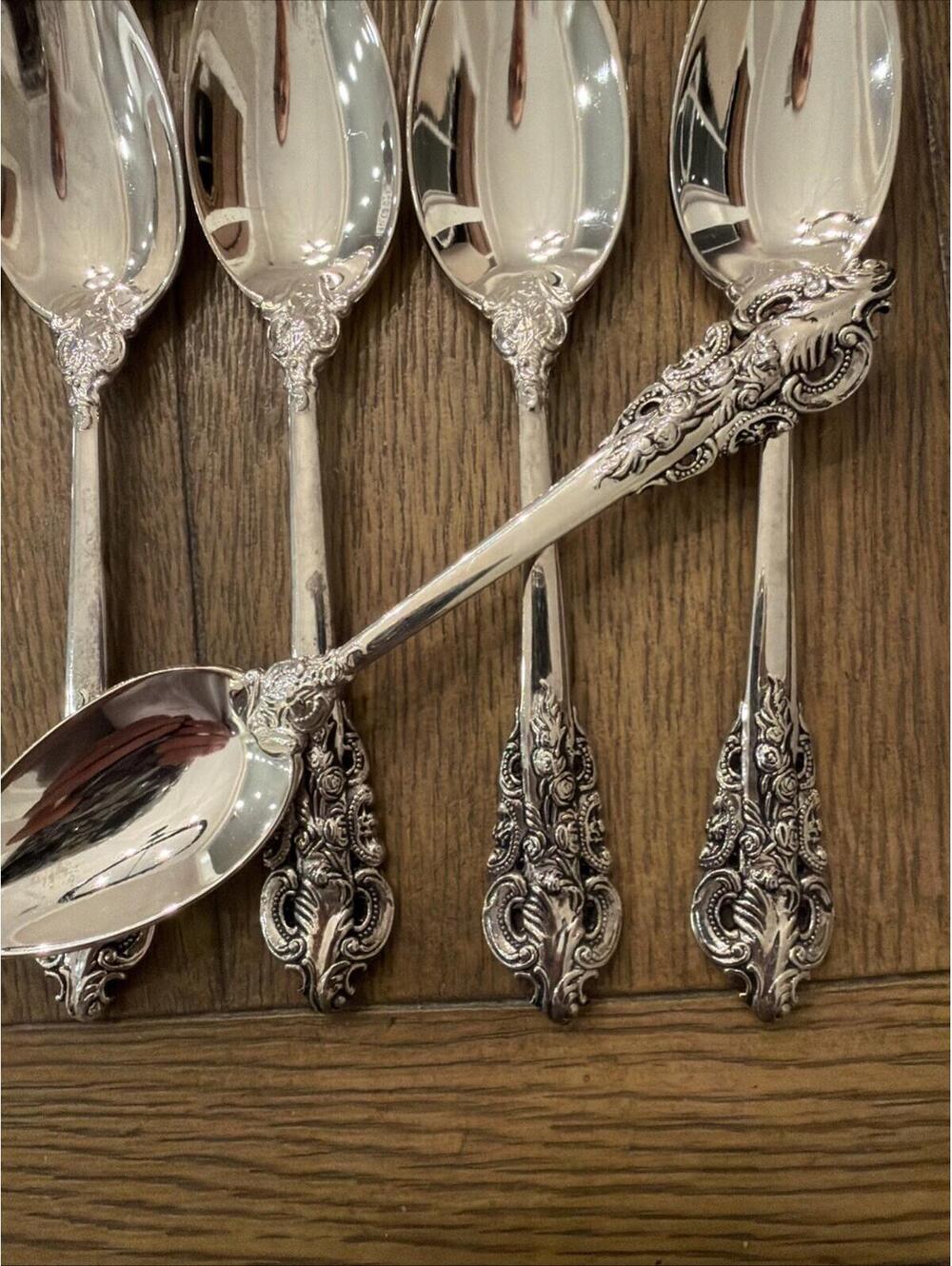 Godinger Baroque Silverplate Table Soup Spoons – Set of 8
